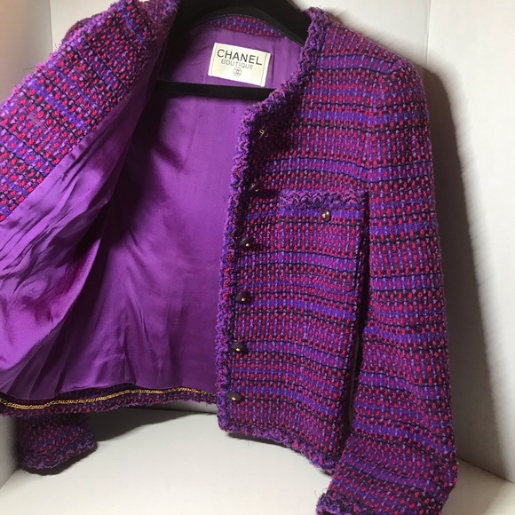 Chanel purple fringe tweed jacket - Picture 3 of 8